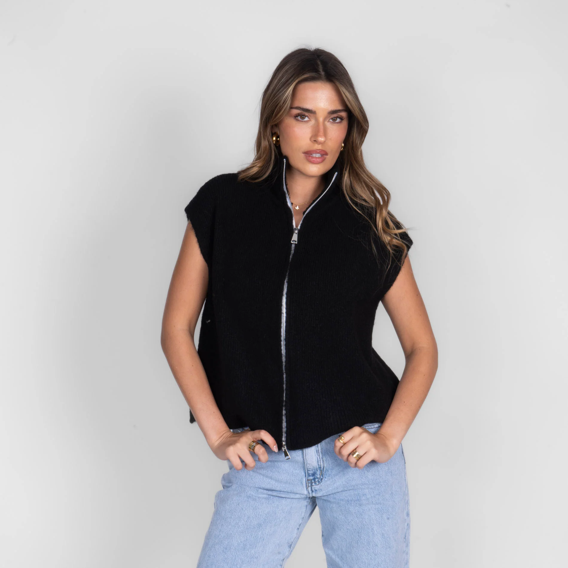Oversized Zip Strickweste - Image 40