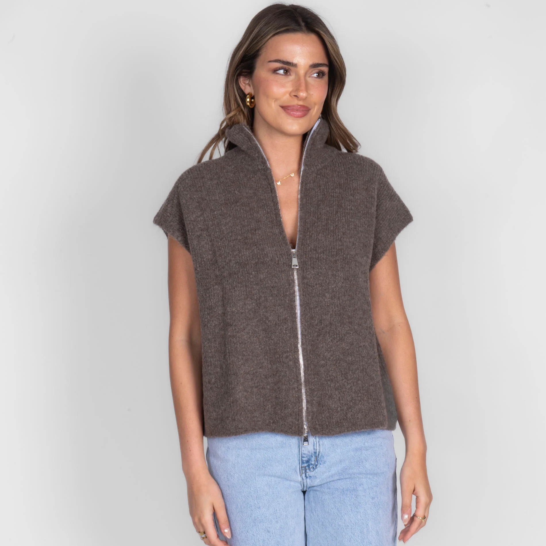 Oversized Zip Strickweste - Image 8
