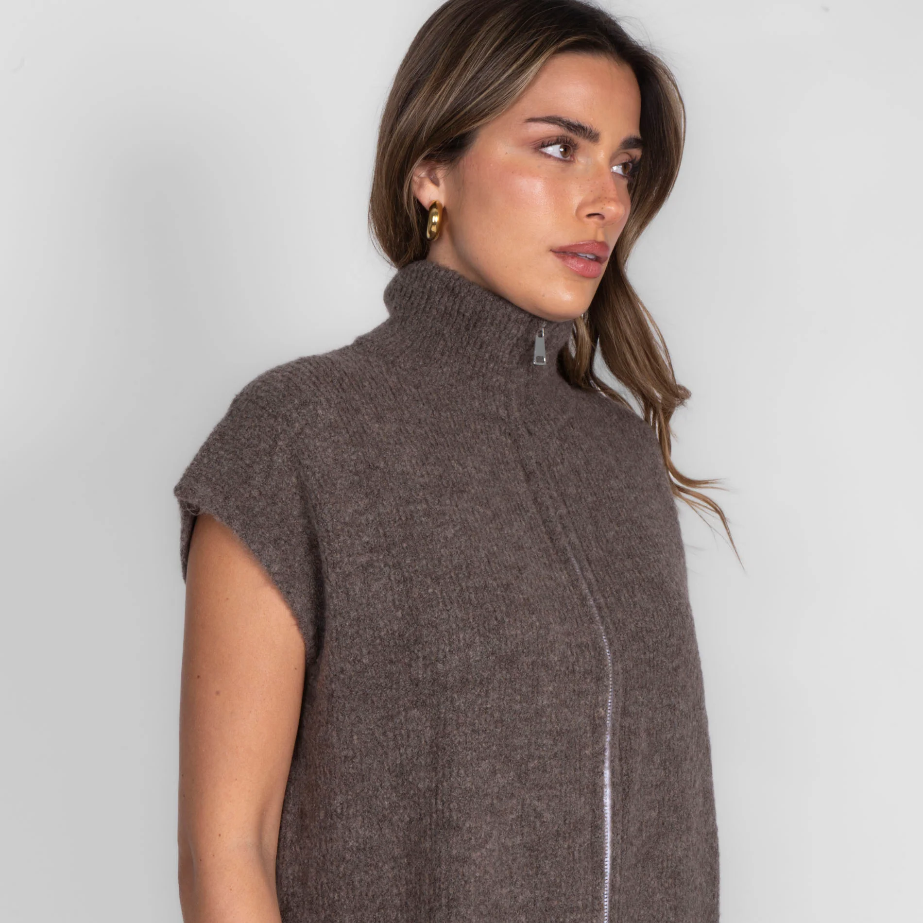 Oversized Zip Strickweste - Image 9