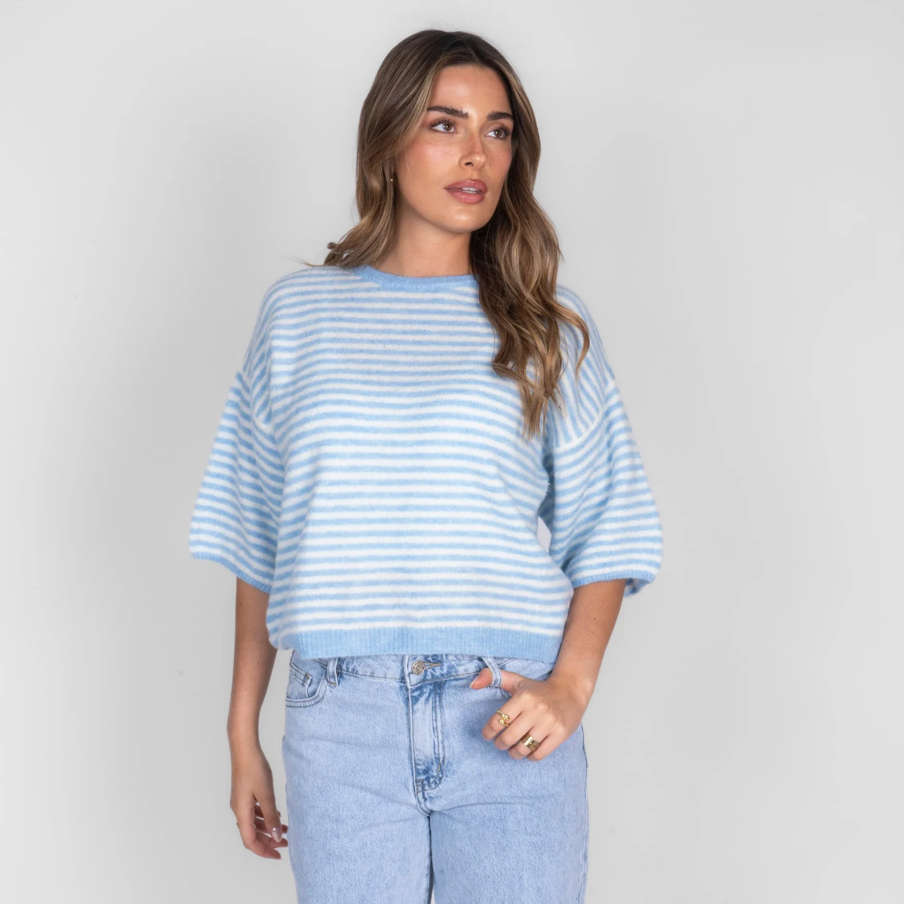 Soft Stripe Knit T-Shirt - Image 12