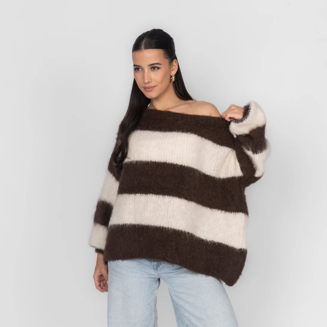 Ultra-Soft Off-Shoulder Stripe Knit - Image 5